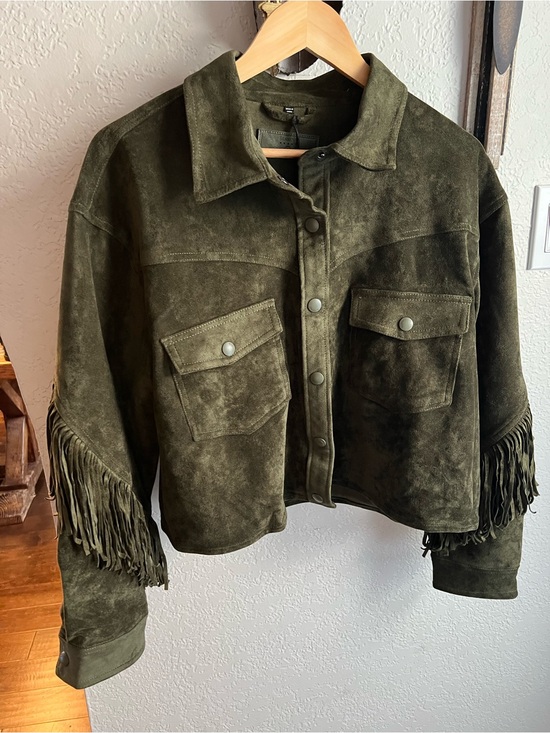 Blank NYC Jackets & Blazers - Blank NYC Olive Green Suede Fringe Jacket